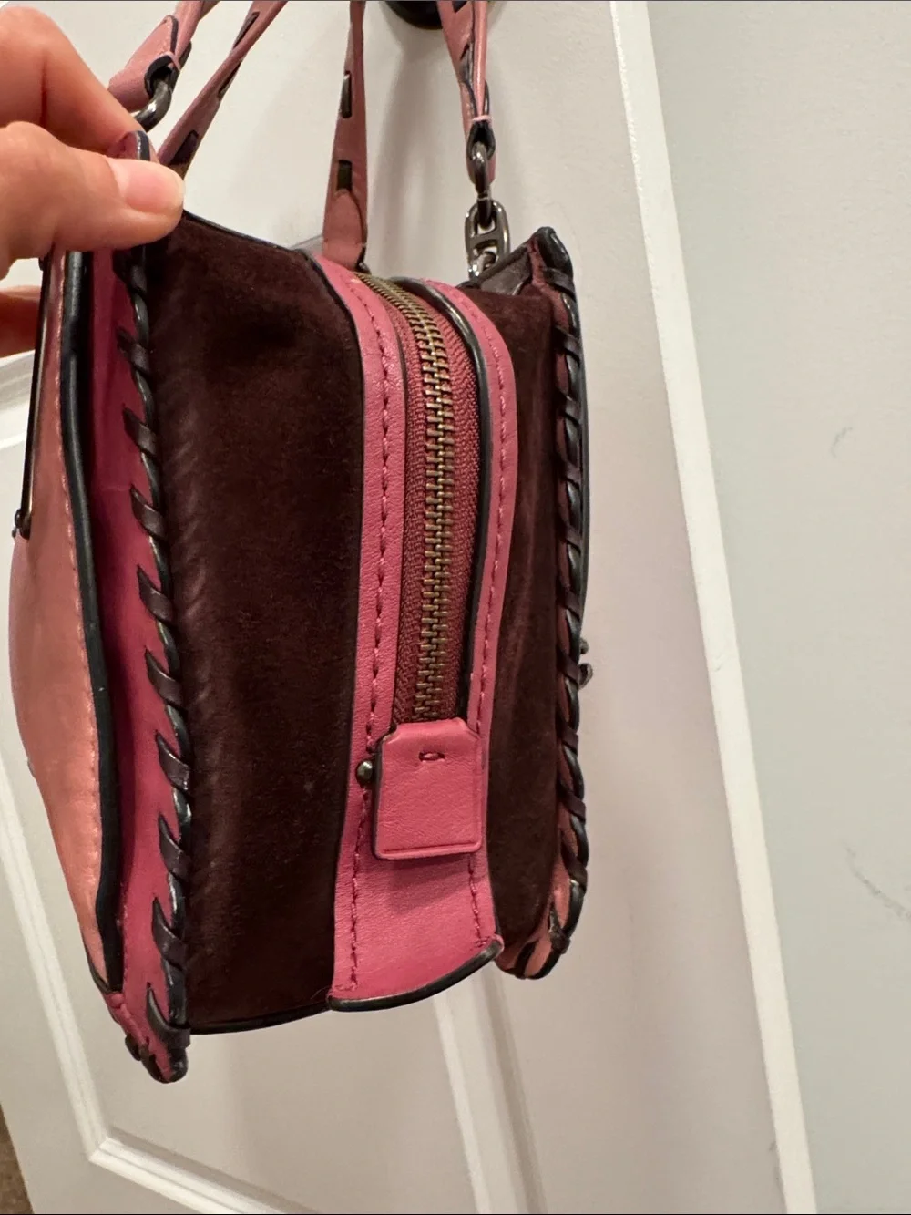 Coach dreamer in colorblock with whipstitch & c charm shoulder bag purse